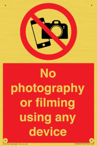 No photography or filming using any device